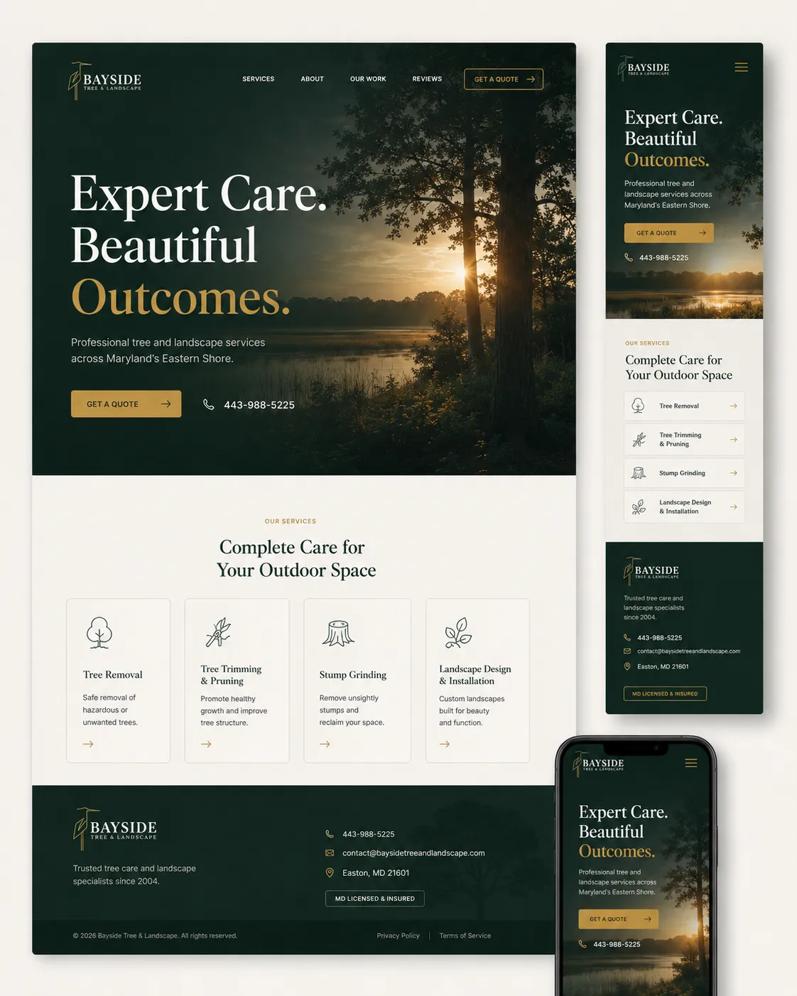 Bayside Tree & Landscape website by Visual Works — view 1