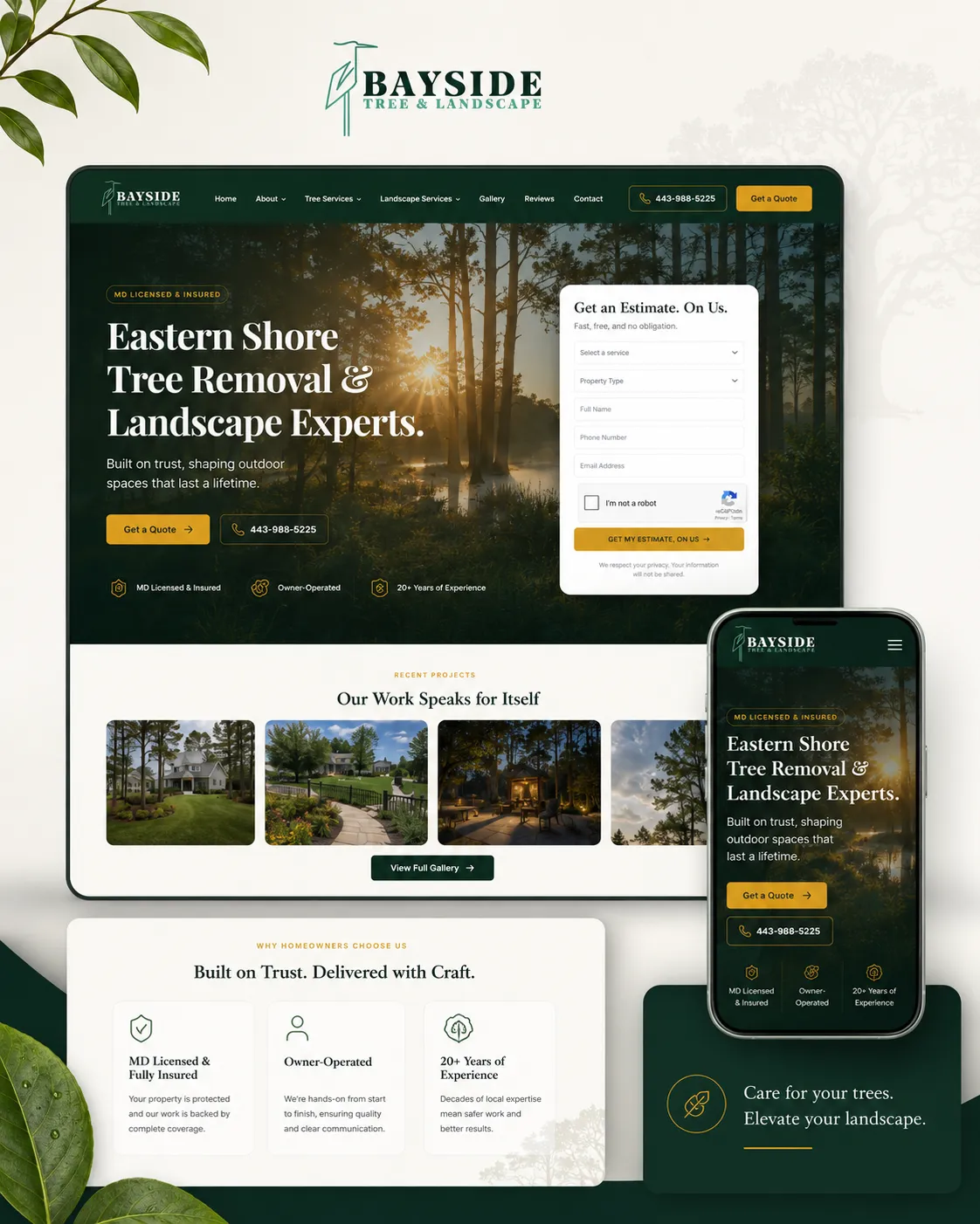 Bayside Tree & Landscape website by Visual Works — view 2